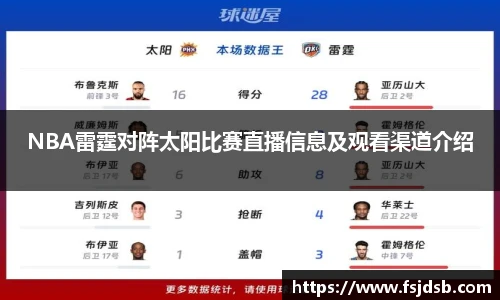 NBA雷霆对阵太阳比赛直播信息及观看渠道介绍